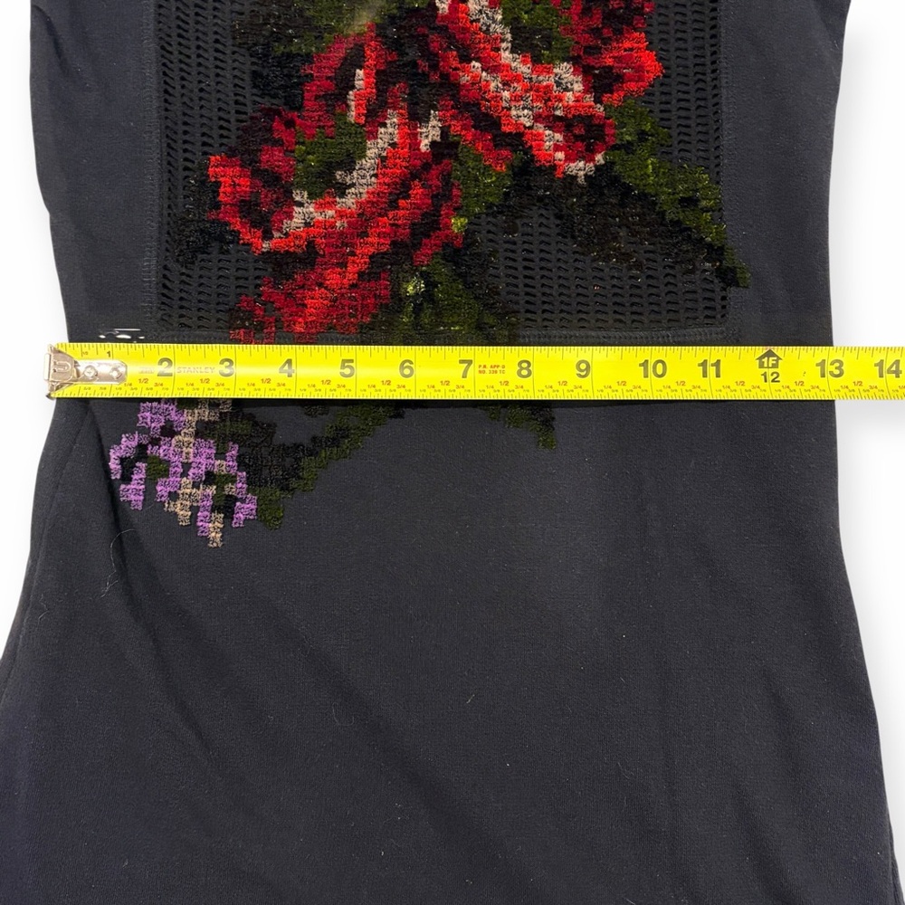 JEAN PAUL GAULTIER Fuzzi Knit Floral Embroidered Mesh Sweater Mini Dress - Picture 12 of 16